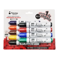 Juego marcador pizarrón blanco nextep 8 colores punta gruesa cincel 4mm
