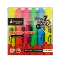 Juego resaltadores nextep 5 colores punta cincel 4mm