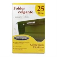 Folder colgante acco wilson jones oficio color verde tradicional caja c/25 pzas