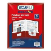 Folder starfile plastificado tamaño carta color vino 23.5 x 29.5 cm c/5 piezas