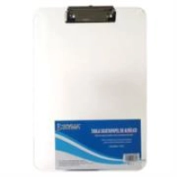 Tabla agarrapapel kyma acrílico tamaño carta con broche tipo clip transparente