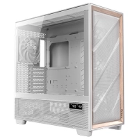 Gabinete antec (flux white) flux, blanco/madera, e-atx, atx, m-atx, itx, s/fuente