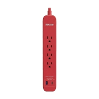 Supresor de picos forza fsp-451usbcbk 4 tomas nema 5-15r - 1 puerto usb-a, 1 usb-c, 500j, pared, rojo. capacidad de 1625w13a. garantía de por vida