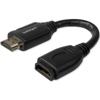 Startech.com cable hdmi 2.0 de 15 cm de alta velocidad y ethernet - con conectores de agarre -puerto extensor - 4k 60hz - cable for monitor, dispositivo de audiovídeo, computador, portátil, workstation, apple tv - 18gbits - cable de extensión - admite hasta4096 x 2160 - apantallado - oro conector chapado - 30 awg - negro