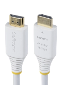 Startech.com cable hdmi premium certificado alta velocidad de 3m - cable hdmi uhd - 4k 60hz1440p 144hz - 18gb - cable hdmi 2.0 - blanco - cable for dispositivo de audiovídeo, tv, monitor, pantalla, receptor av, barra de sonido, cámara, dispositivo de vídeo, gpu externa, proyector, mosaico, ... - 18gbits - admite hasta3840 x 2160, 2560 x 1440, 1920 x 1080 - apantallado - oro conector chapado - sin halógeno - 30 awg - blanco