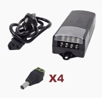 Kit con fuente epcom k2-ps12dc4c con salida de 12 vcc a 5 amper con 4 salidas  incluye conectores jr52