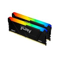 Memoria ram kingston dimm ddr4 32gb 2x16gb 3200mts fury beast black rgb xmp cl16 288pin 1.35v cdisipador de calor ppcgameralto rendimiento kit 2 kf432c16bb2ak232