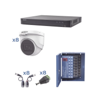 Kit turbohd 1080p / dvr 8 canales / 8 cámaras turret (exterior 2.8 mm) / conectores / transceptores / fuente de poder