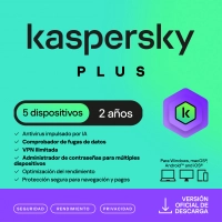 Esd kaspersky plus 5 disp 3 cuentas kpm 2 años