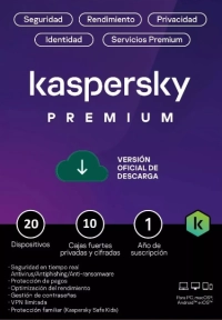 Licencia kaspersky premium + customer support  5 dispositivos  3 cuentas kpm  1 ano  base