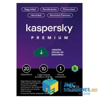 Licencia kaspersky premium + customer support (total security)  20 dispositivos  10 cuentas kpm  1 ano