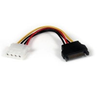 Startech.com cable de alimentación de 15cm adaptador molex lp4 a sata - hembra a macho - para disco duro - serie ata  lp4 - negro - 1 solamente