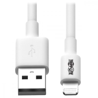 Cable usb tripp-lite m100-006-wh cable de sincronización y carga usb a a lightning, certificado mfi - blanco, m/m, usb 2.0, 1.83 m [6 pies](hasta 480 mbps).enchapado en oro.