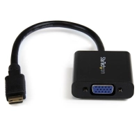 Startech.com adaptador convertidor de video mini hdmi a vga 1080p - 1920x1200 - activo - cable - cable for dispositivo de vídeo, proyector, monitor, tablet pc, cámara, cámara digital - admite hasta1920 x 1080 - negro
