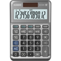 Calculadora de escritorio casio ms-120fm 12 digitos gris metalico calculo de costo venta y margen doble alimentacion