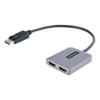 Startech.com hub concentrador mst displayport a 2 puertos hdmi 4k 60hz - adaptador divisor con cable de 30cm - hub mst dp 1.4 dsc hbr3 - 3840 × 2160 - displayport - 2 x salida hdmi - usb
