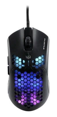 Mouse gamer naceb technology phantom - 6 botones + scroll, usb, 400-10000 dpi, iluminación rgb, sensor paw3325, cable reforzado 1.8mts