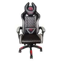 Silla gamer inclinacion respaldo 145° clase 4 140-150kg ngs-01 foam 350mm 63cm*64cm*121-131cm rueda 5 pulgadas cojin lumbar y cabeza gris/rojo