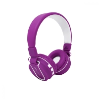Audifonos on-ear bluetooth nbh-05 mega bass radio fm micro sd 3.5mml manos libres rubberized morado