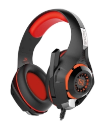 Headset gaming over-ear nbhg viper led alambrico  diadema flexible microfono 3.5mm usb pc consolas celular inc adaptador megabass rojo