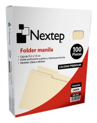 Folder manila nextep ne-010 económico con 100 piezas tamaño carta medidas 29.5cm por 23 cm