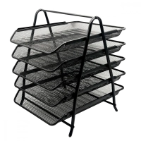 Charola organizadora nextep ne-162gn de malla metálica color negro con 5 niveles  tamaño oficio