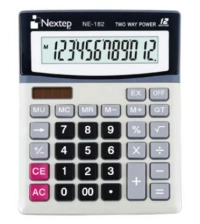 Calculadora nextep ne-182 12 dígitos de semi escritorio batería/solar aa 19cm x 15cm