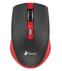 Mouse nextep inalámbrico recargable switch encendido 1600 dpi color negro-rojo