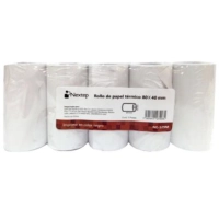 Rollo de papel nextep térmico ne-529m 80x40 mm c/5 piezas gramage 55 y largo 14m + 5  impresión color negro