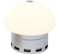 Luminario led nl-1 smarthub 6 puertos touch amperaje inteligente - proteccion contra descargas plata