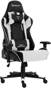 Silla gamer ocelot/color blanco con negro/descansa brazos ajustables/ reclinable 90-155 grados/ soporta hasta 150kg