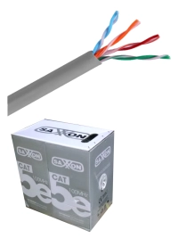 Saxxon outp5ecca100g- bobina de cable utp cat5e 100 metros cca color gris uso interior cert iso9001 ul 444 rosh ansi tia ei-568b