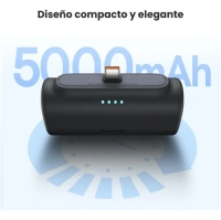 Power bank baseus 5000mah 20w, 2 puertos tipo c, bateria porttil color negro