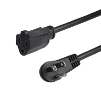 Startech.com cable de 0.9m de extensión de alimentación, acodado en ángulo recto nema 5-15p a nema 5-15r, 13a 125v, 16awg, ul - para computador, televisión, lámpara, servidor, impresora - nema 5-15r  nema 5-15p - 125 v ac  13a - negro - 1 solamente