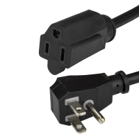 Startech.com cable de 0.45m de extensión de alimentación de computadora, plano nema 5-15p a nema 5-15r, extensión de toma, ul - para computadora de escritorio, impresora, escáner, servidor - nema 5-15p  nema 5-15r - 125 v ac  10a - negro - 1 solamente