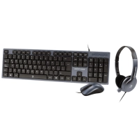 Kit teclado+mouse+diadema para oficina perfect choice pc-201700 - negro, 1000 dpi