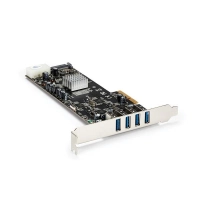 Startech.com adaptador tarjeta pci express pci-e 4 puertos usb 3.0 (5gbps) uasp 2 canales de 5gbps con alimentación molex sata - soporte uasp - 4 total usb port(s) - 4 usb 3.0 port(s) - pc, linux