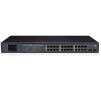 Switch poe / provision isr / poes-24370gcl+2sfp / 24 pto 10/100/1000 mbps / 2 pto de enlace ascendente sfp / todos los ptos actuan como enlace descendente / enlace ascendente / 370 vatios