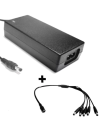 Paquete dahua fuente de poder regulada de 12 vcc 4.1 amperes + divisor para 5 cámaras color negro/ para usos múltip
