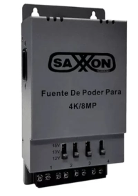 Saxxon energia psu1205a - fuente de poder regulable metálica conexión de hasta 4 canales voltaje de ajuste 12v 13v o 15v cc salida de hasta 5 amp en los 4 canales instalación en pared