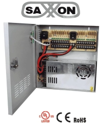 Saxxon psu1230d18 - fuente de poder 12 vcd  30 ampers para 18 camaras 1.67 amperes por canal protección contra sobrecargas certificación ul