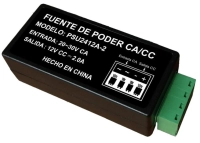 Saxxon psu2412a2 - fuente de poder  convertidor de energia corriente alterna a corriente directa voltaje de entrada 20v ca a 30v ca voltaje de salida 12v cd  2 ampere  recomendable para alimentacion de camaras cctv a larga distancia