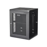 Gabinete rack de pared para servidores 15u 19 4 postes y estante 1u - rack de servidores de montaje en pared con bisagra - rack ventilado para equipo de red startech