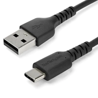Startech.com cable de 2m de carga usb a a usb c - de carga rápida usb 2.0 a usb tipo c revestimiento tpe de fibra de aramida mm 3a negro - cable for dispositivo móvil - 480mbits - apantallado - níquel conector chapado - 2232 awg - negro