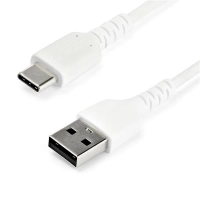 Cable de carga usb-a a usb-c de 2m - cable de carga rápida y sincronización usb 2.0 de servicio pesado - cable de datos usb 2.0- resistente con fibra de aramida - m/m - 3a - blanco