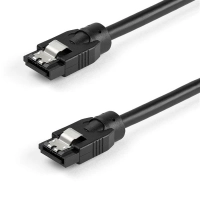 Startech.com satrd60cm cable sata redondo 0.6m - conectores de cierre - 6gbs - alimentación dd sata - cable for disco duro, computadora de escritorio, servidor, dvd - 6gbits - 30 awg - negro