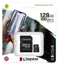 Memoria microsd kingston canvas selct plus 128gb r.100mbs cl10 uhs-i u1 v10 a1