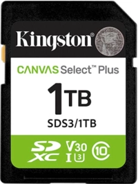 Memoria sdxc kingston canvas select plus gen3 1tb r.150mbs cl10 uhs-i u3 v30