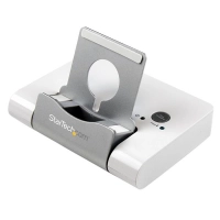 Startech.com concentrador usb 3.0 de 3 puertos - hub con puerto de carga rápida (2.1a) y base para laptops y tablets con windows - capacidad de carga - capacidad de sincronización - usb 3.0 - 4 x usb - blanco, plata