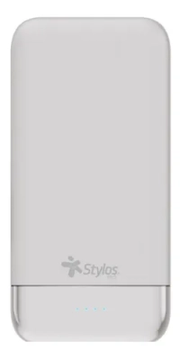 Power bank stylos, blanco 10000 mah 2 usb led ultra safe (stapwb1w)